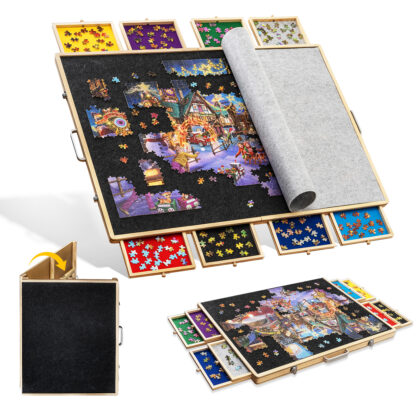 Tektalk 2000 Piece Foldable Puzzle Board with 8 Sorting Trays/ Drawers