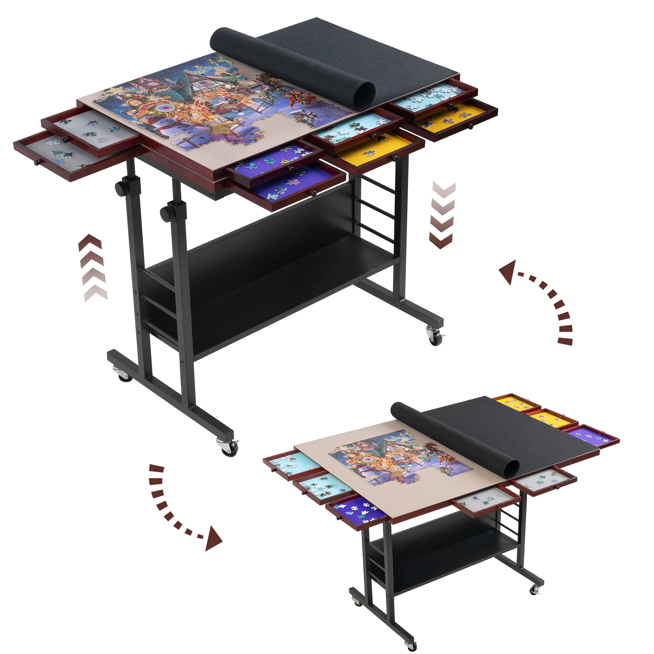 Tektalk 2000 Piece Foldable Puzzle Board with Height Adjustment – Black