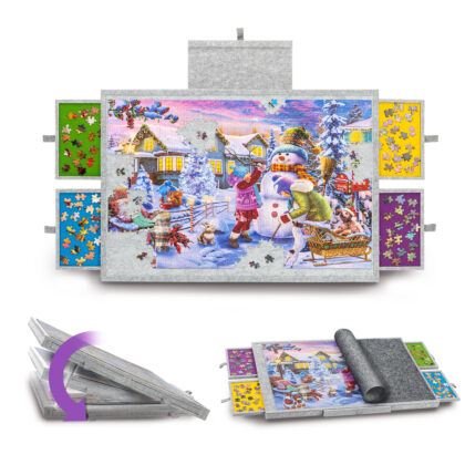 Tektalk Jigsaw Puzzle Table with Integrated Adjustable Stand/Bracket (Light Gray, for Up to 1000 Pieces)