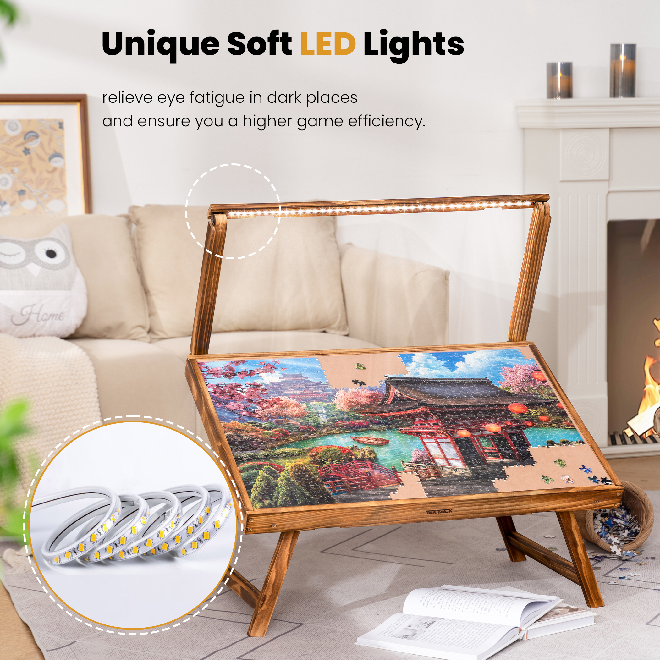 Tektalk Jigsaw Puzzle Table with LED Light, for Up to 1000 Pieces - Image 2