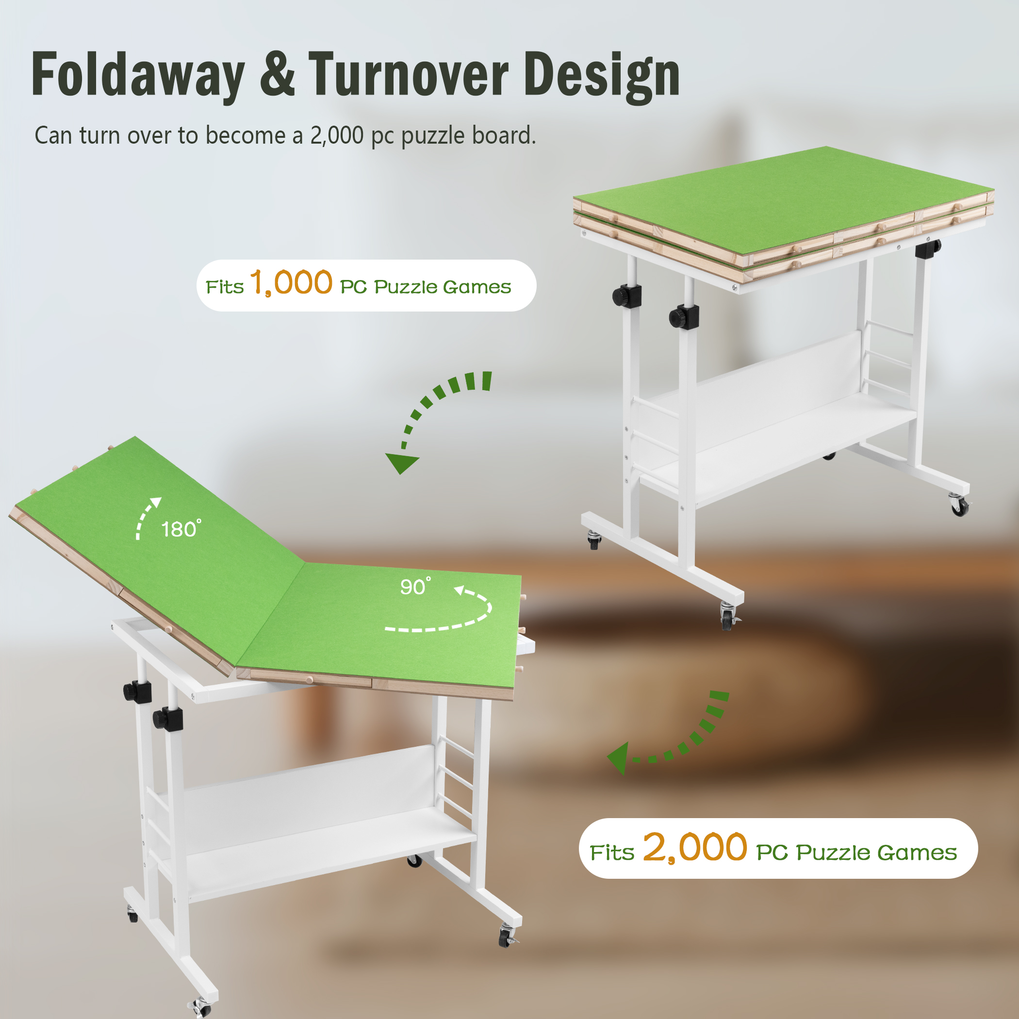 Tektalk 2000 Piece Foldable Puzzle Board with Height Adjustment – Green - Image 2