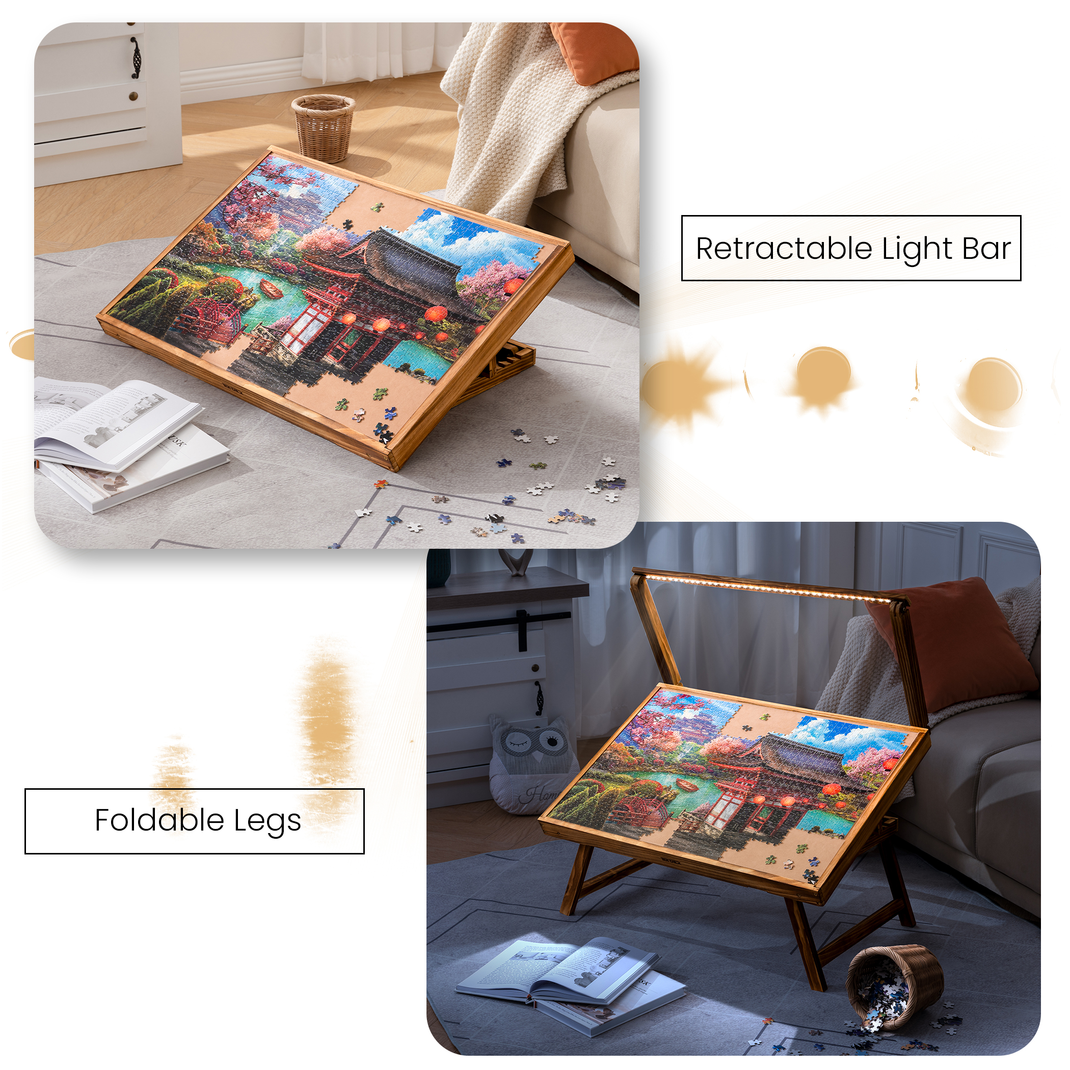 Tektalk Jigsaw Puzzle Table with LED Light, for Up to 1000 Pieces - Image 3