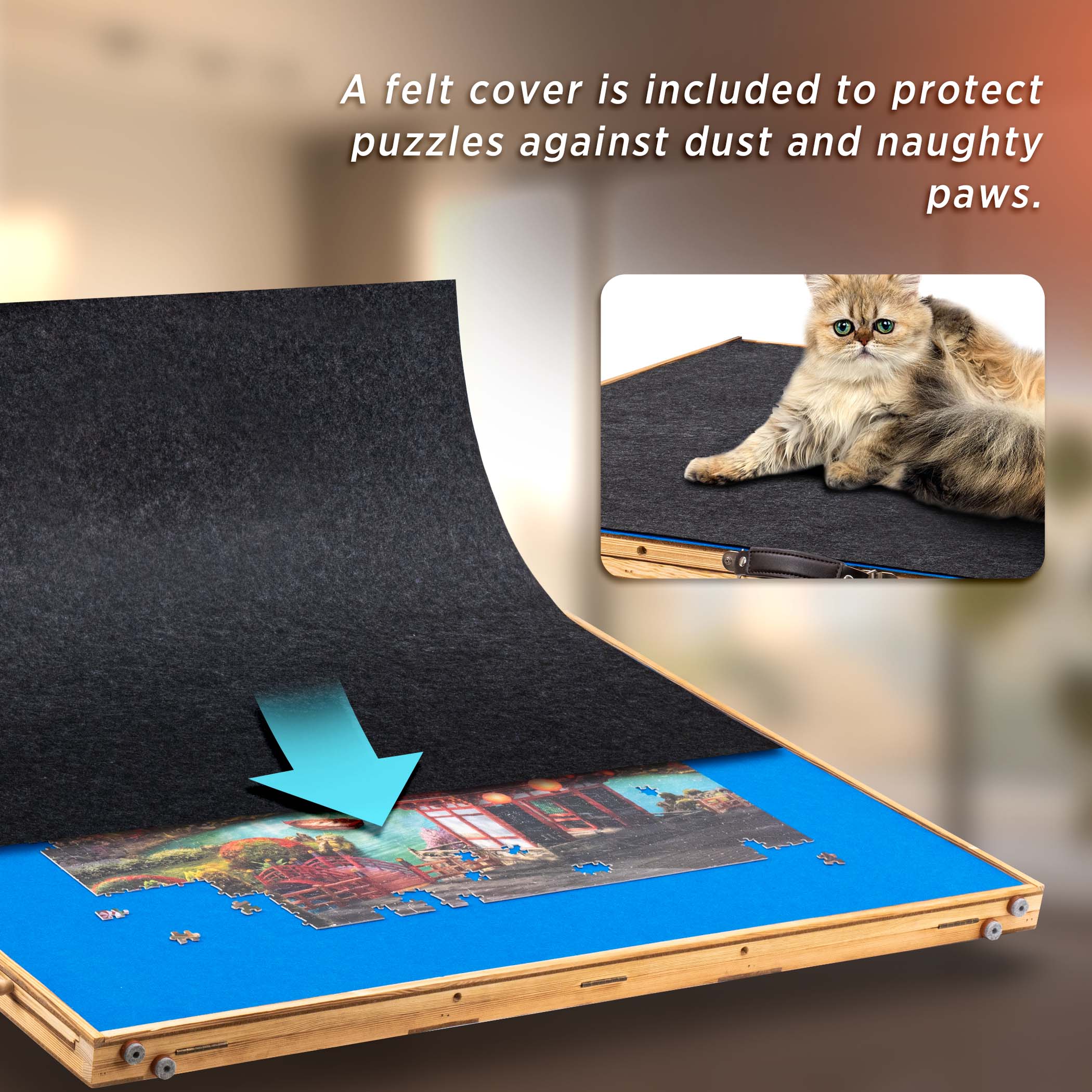 Tektalk 2000 Piece Jigsaw Puzzle Board with 4 Sorting Drawers & 5 Felt Trays - Image 3