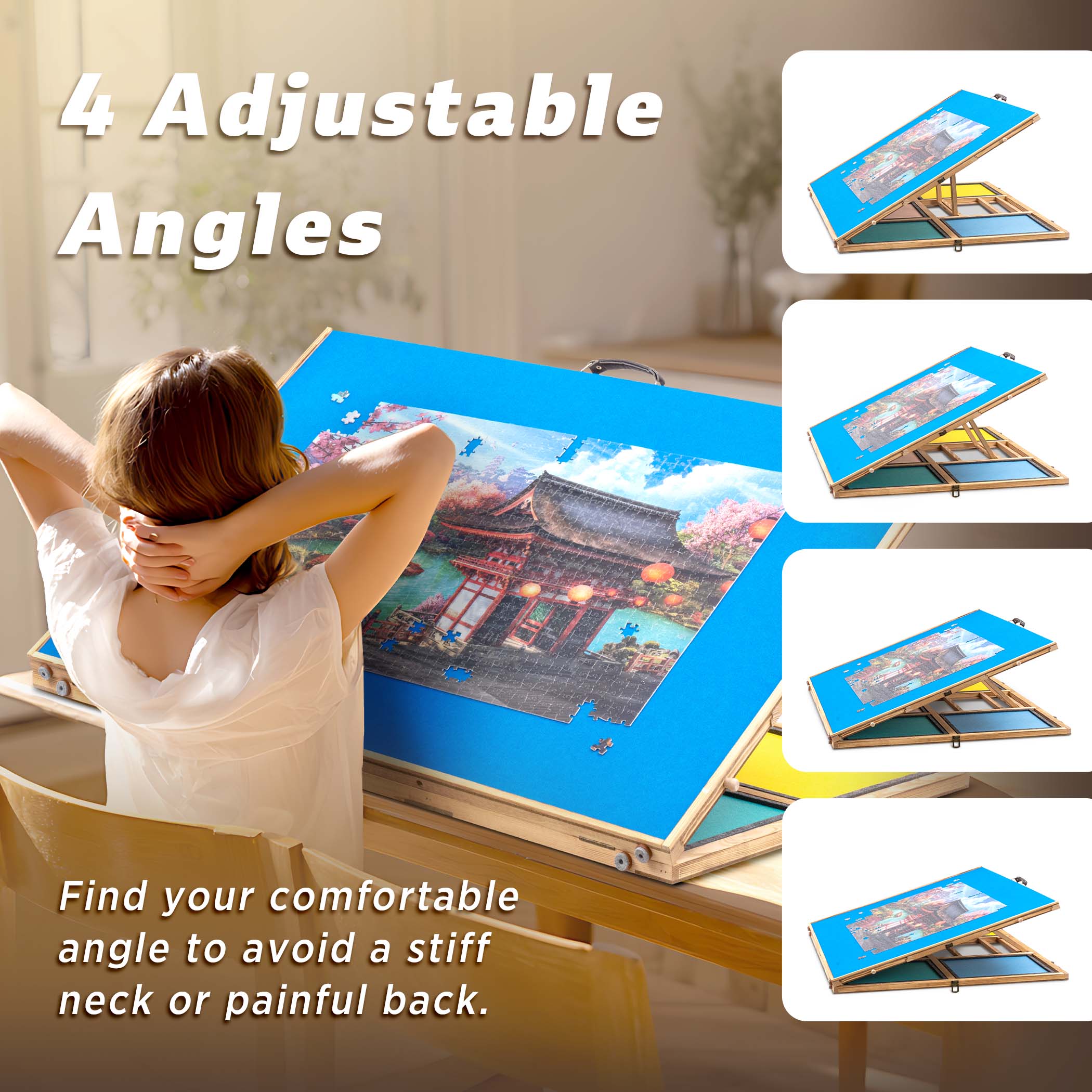 Tektalk 2000 Piece Jigsaw Puzzle Board with 4 Sorting Drawers & 5 Felt Trays - Image 2