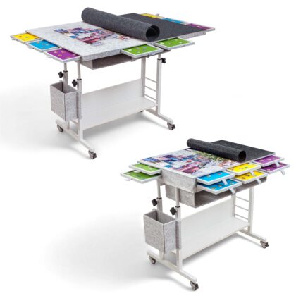 Tektalk 2000 Piece Foldable Felt Jigsaw Puzzle Table with Height Adjustment - Light Gray