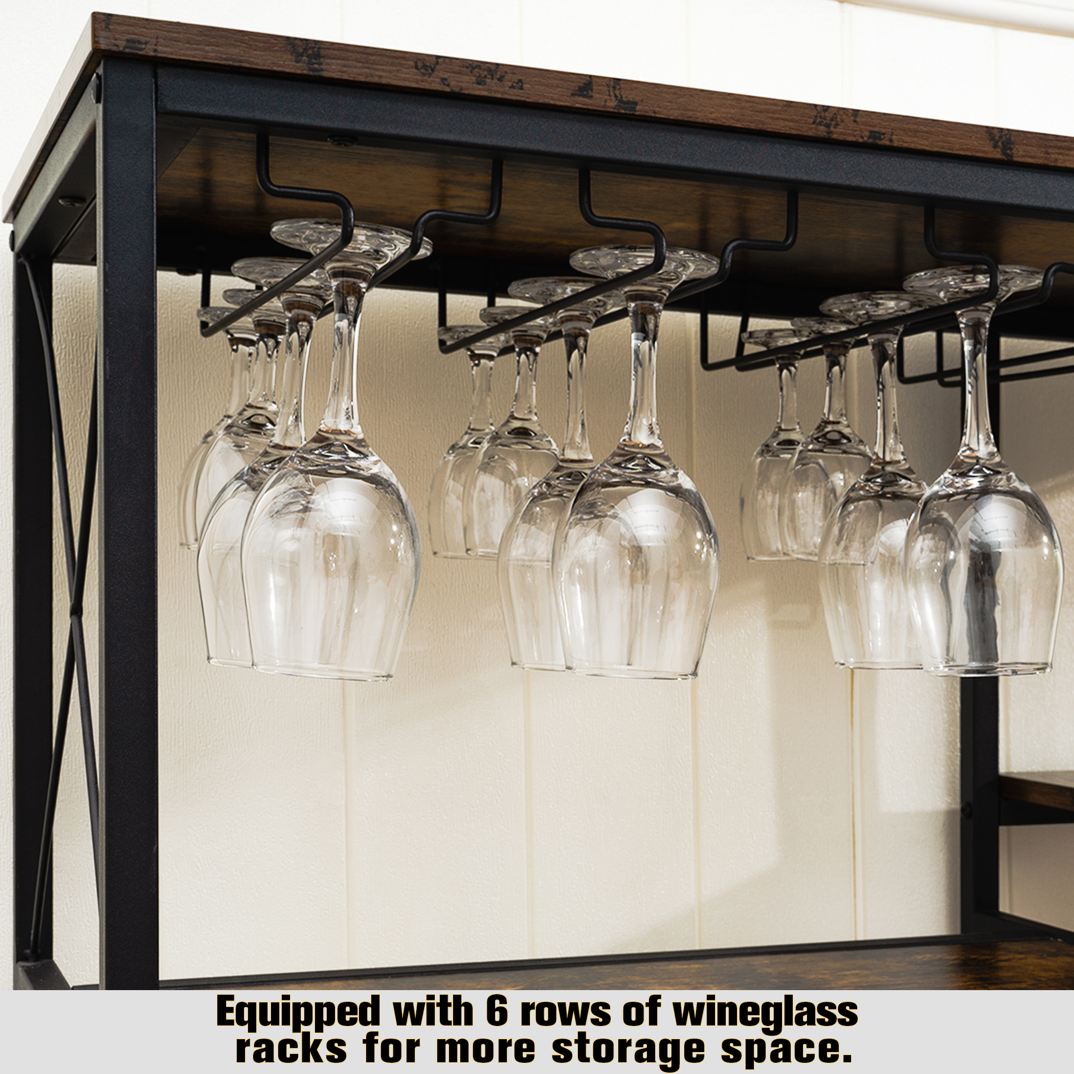 Tektalk Wine Rack with Glass Racks and Solid Steel Frame, Ideal for Kitchen, Bar - Image 3