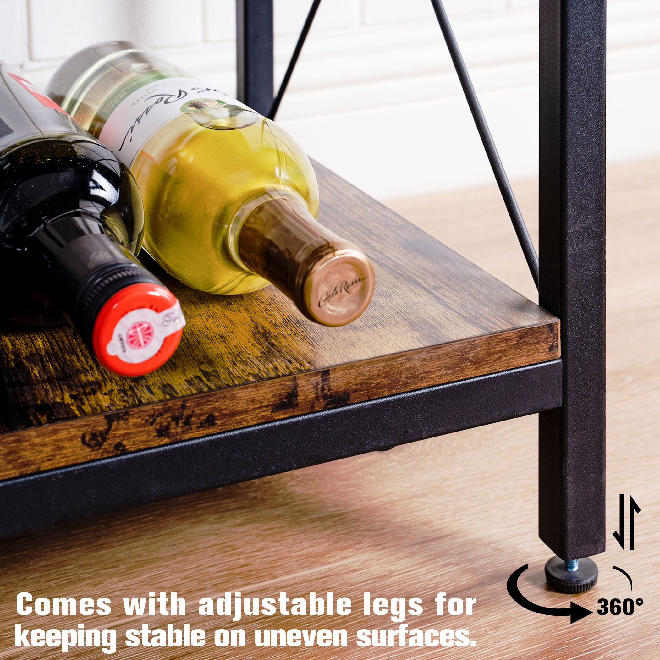 Tektalk Wine Rack with Glass Racks and Solid Steel Frame, Ideal for Kitchen, Bar - Image 4