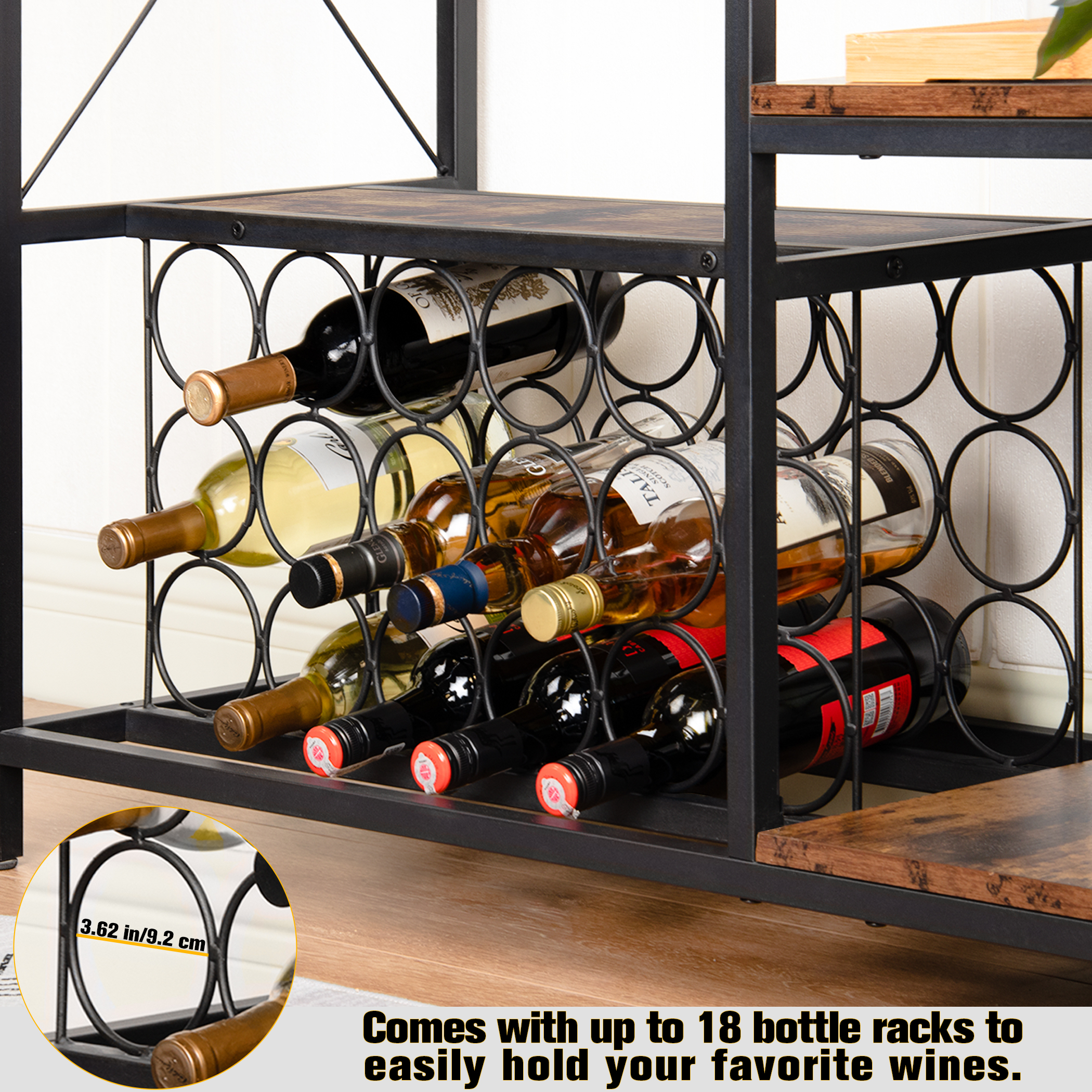 Tektalk Wine Rack with Glass Racks and Solid Steel Frame, Ideal for Kitchen, Bar - Image 6