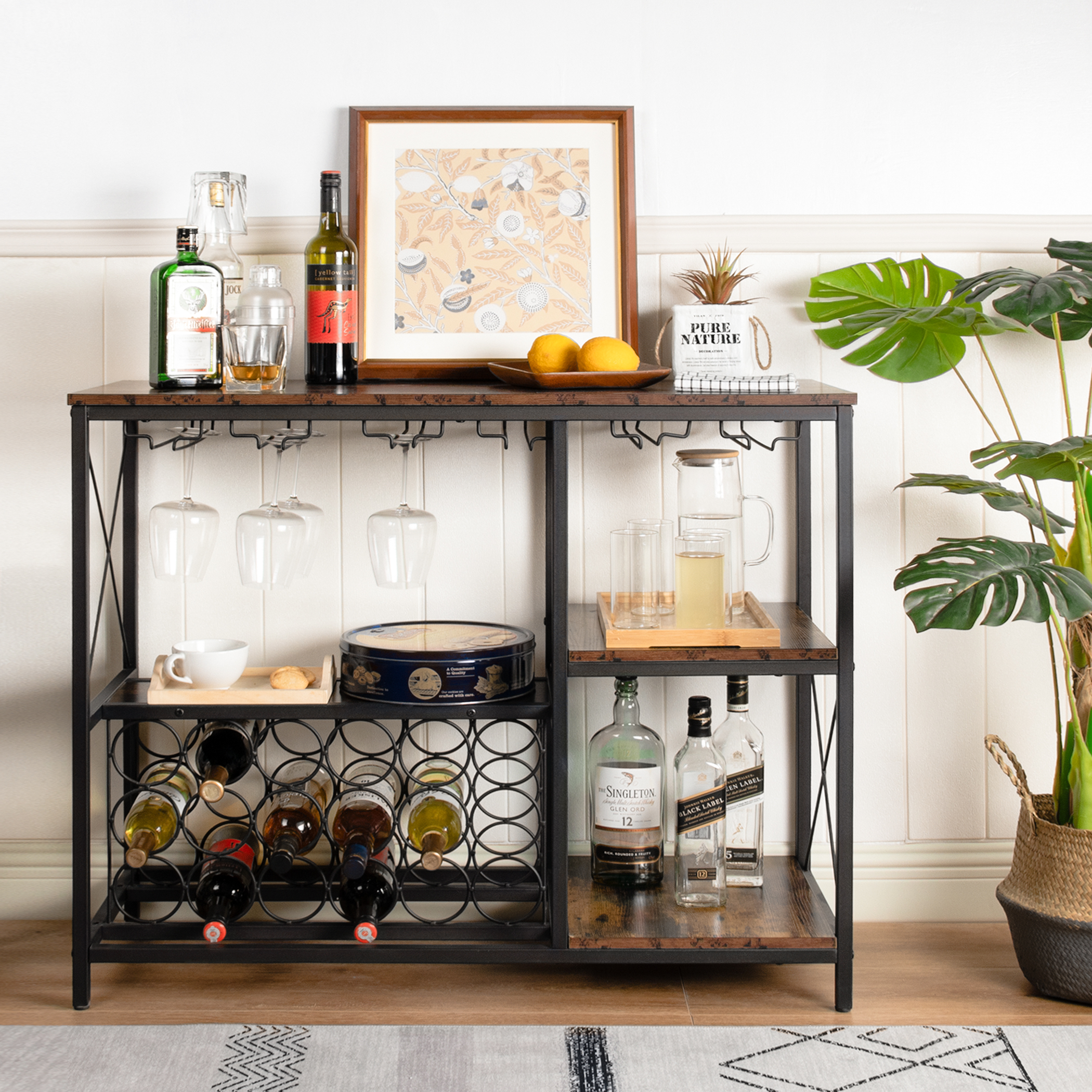 Tektalk Wine Rack with Glass Racks and Solid Steel Frame, Ideal for Kitchen, Bar - Image 7