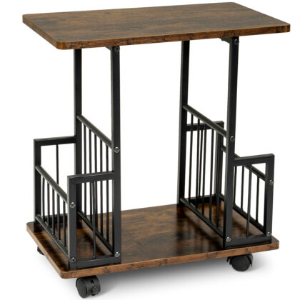 Tektalk End Table with Shelves and Lockable Caters