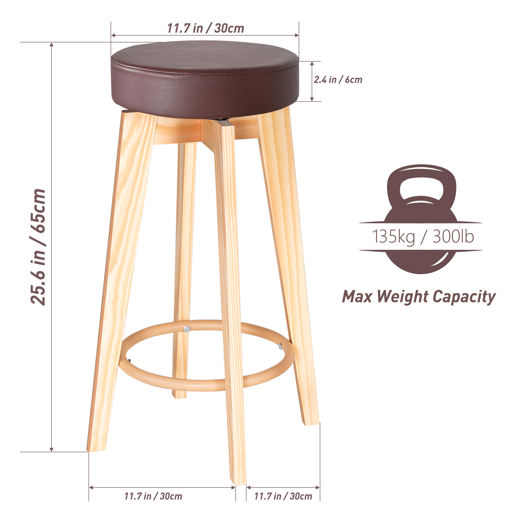 Tektalk 360° Swivel High Stool with PU Stool Top - Image 4
